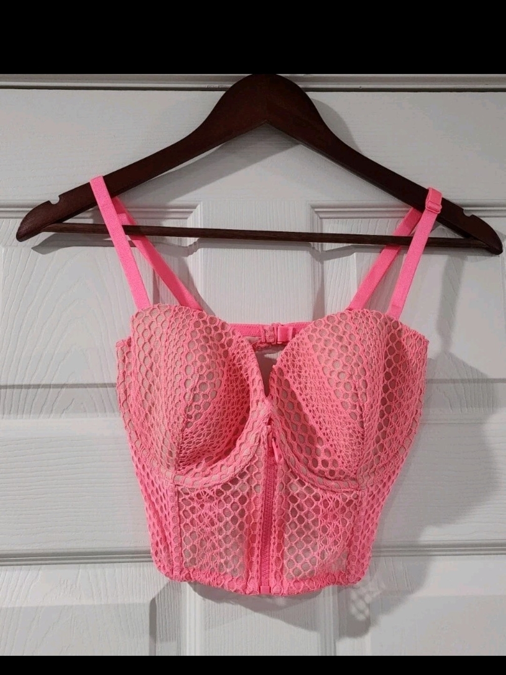Victorias Secret Very Sexy Long Lined, Lightly Lined Mesh Zipper Bustier 34DD